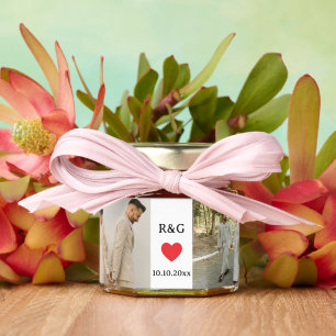 Monogram Two Photo and Date Honey Jar Favors