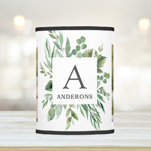 Monogram Two Photos   Personalized Greenery Frame Lamp Shade