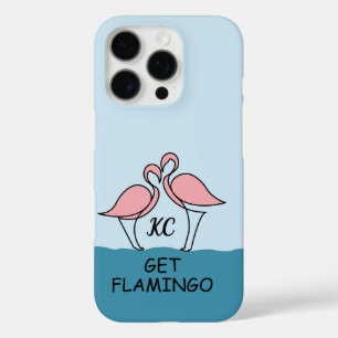Monogram Two Pink Flamingos on the Water Quote iPhone 16 Pro Case