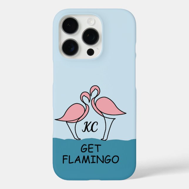 Monogram Two Pink Flamingos on the Water Quote Case-Mate iPhone Case (Back)