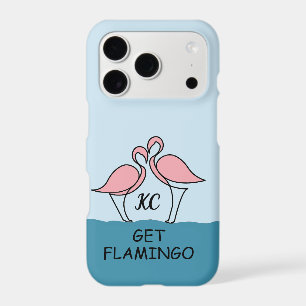 Monogram Two Pink Flamingos on the Water Quote iPhone 17 Pro Case