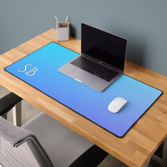 Monogram Two Tone Blue Color Combination   Desk Mat (Office 2)