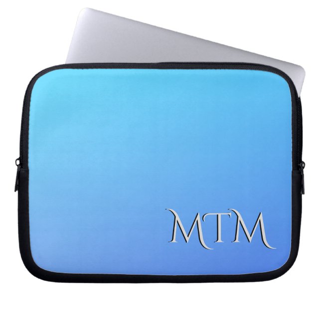 Monogram Two Tone Blue Color Combination   Laptop Sleeve (Front)
