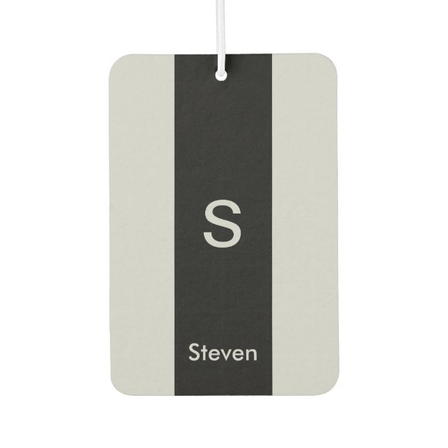 Monogram Two Tone Modern Black and Grey Air Freshener (Front)