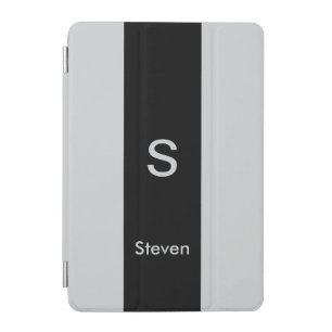 Monogram Two Tone Modern Black and Grey iPad Mini Cover