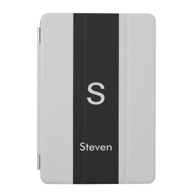 Monogram Two Tone Modern Black and Grey iPad Mini Cover (Front)