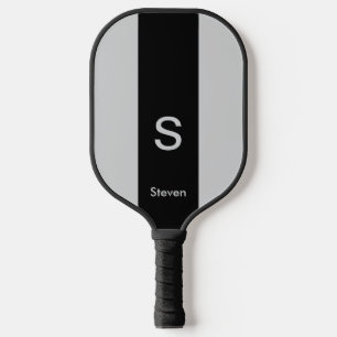 Monogram Two Tone Modern Black and Grey Pickleball Paddle