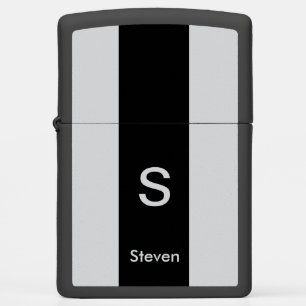 Monogram Two Tone Modern Black and Grey Zippo Lighter