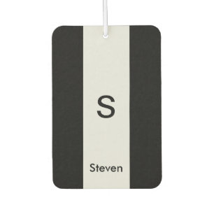 Monogram Two Tone Modern Black and Light Grey Air Freshener