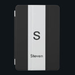 Monogram Two Tone Modern Black and Light Grey iPad Mini Cover<br><div class="desc">A minimalist monogram design with a grey stripe down the center with a monogram and your name below. The perfectly custom gift or accessory!</div>