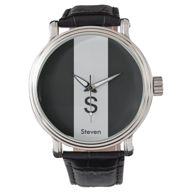 Monogram Two Tone Modern Black and Light Grey Watch (Front)