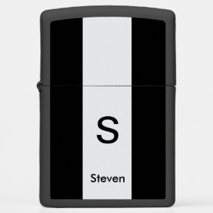 Monogram Two Tone Modern Black and Light Grey Zippo Lighter