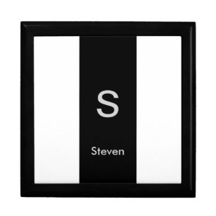Monogram Two Tone Modern Black and White Gift Box