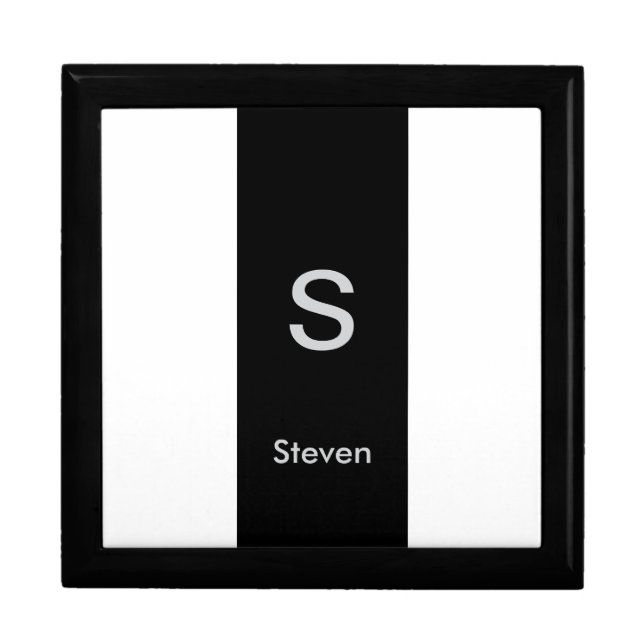 Monogram Two Tone Modern Black and White Gift Box (Front)