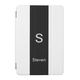 Monogram Two Tone Modern Black and White iPad Mini Cover