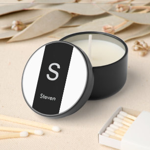 Monogram Two Tone Modern Black and White Mini Candle Favors