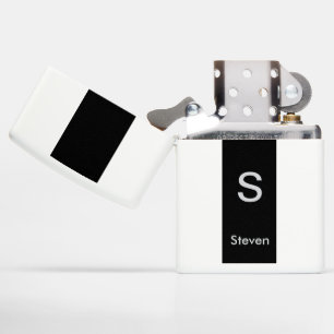 Monogram Two Tone Modern Black and White Zippo Lighter