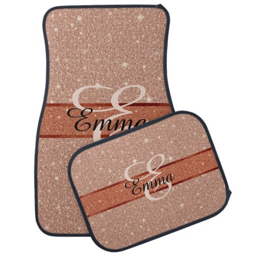 Monogram Two Tone Rose Gold Effect Car Floor Mat