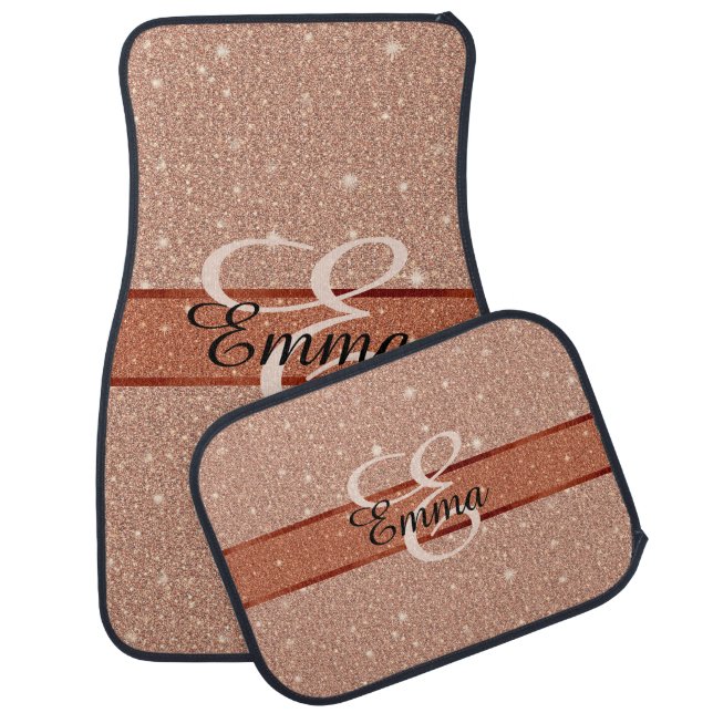 Monogram Two Tone Rose Gold Effect Car Floor Mat (Set)