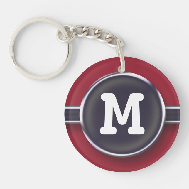 Monogram Typewriter Button Keychain (Front)