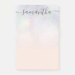 Monogram typography blush pearl nacre ombre post-it notes