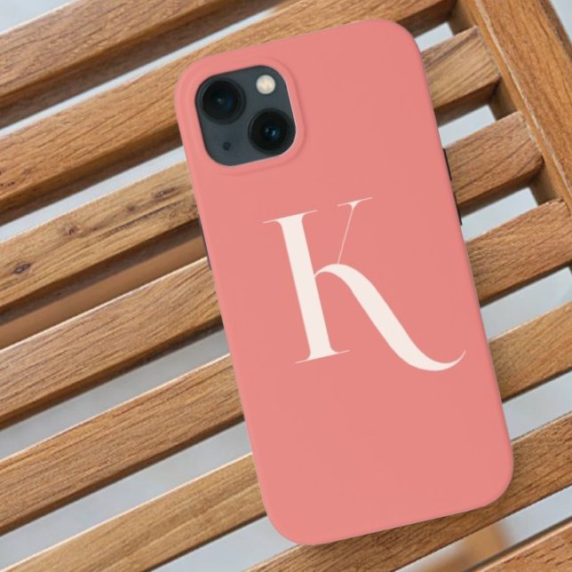 Monogram Typography Blush Pink Feminine Girly  Case-Mate iPhone Case (Creator Uploaded)