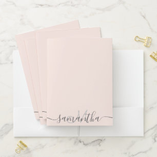Monogram typography blush pink typography pocket folder