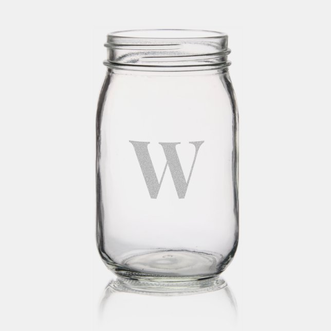 Monogram typography mason jar (Glassware)