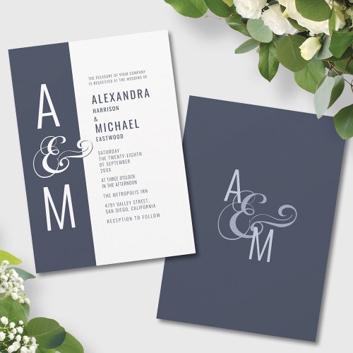 Monogram Typography Simple Bold Minimalist Wedding Invitation