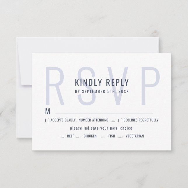 Monogram Typography Simple Elegant Meal Choice RSVP Card (Front)
