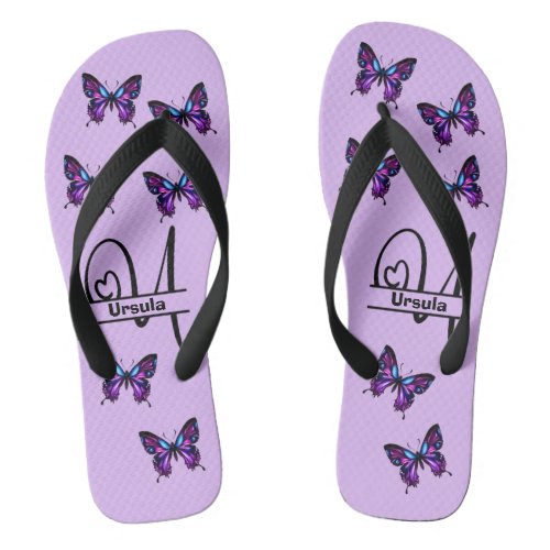 Monogram U Butterfly Flip_Flops _ Customize Name Flip Flops