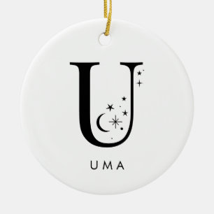 Monogram U Celestial Name Ceramic Ornament