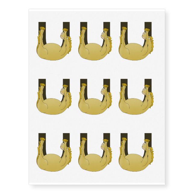 Monogram U Cute Pony Personalized Temporary Tattoos (Front)