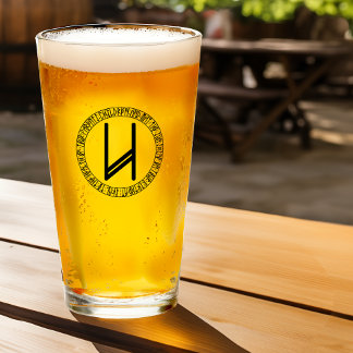 Monogram U -Fun Norse Viking Rune Style Pint Glass