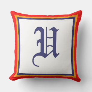 Monogram U Red White Old English Outdoor Pillow