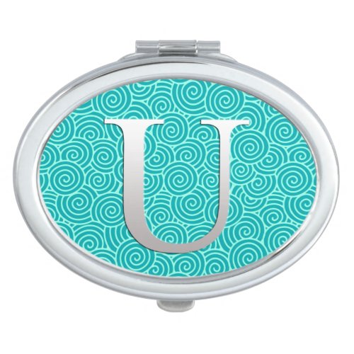 Monogram U  swirl pattern _ turquoise and aqua Mirror For Makeup