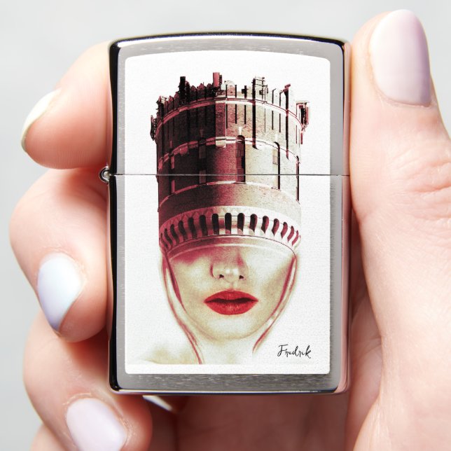 Monogram Unique art Modern city woman image Zippo Lighter (In Hand)