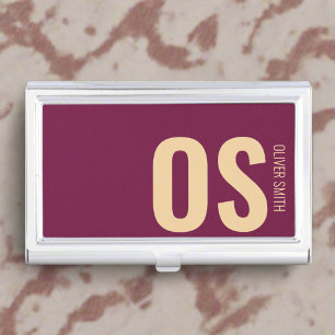 Monogram Unique Feminine Burgundy Professional Business Card Case