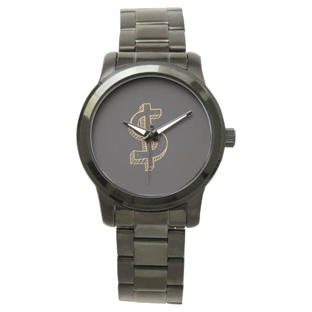 Monogram Unisex Dollar Sign Oversized Black Watch (Front)