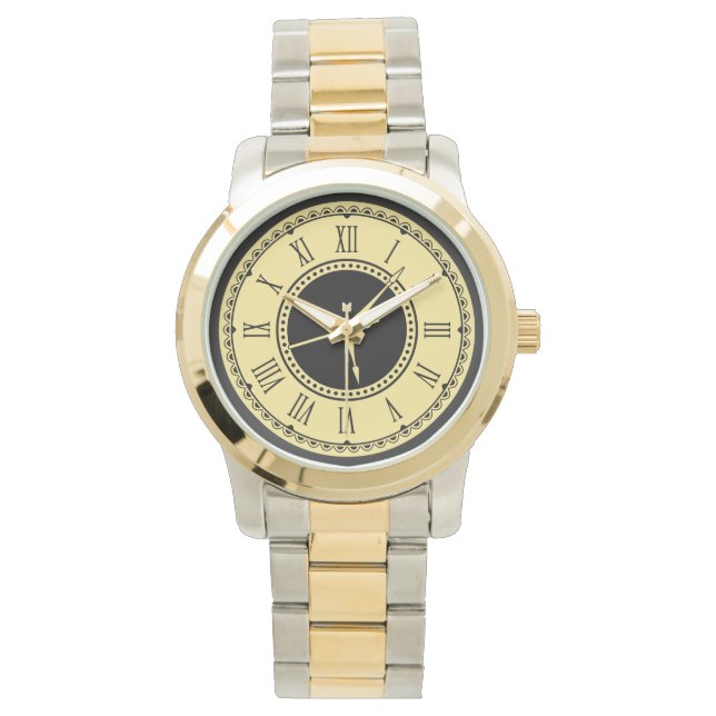 Monogram Unisex Two Tone Oversized  Bracelet Watch (Front)