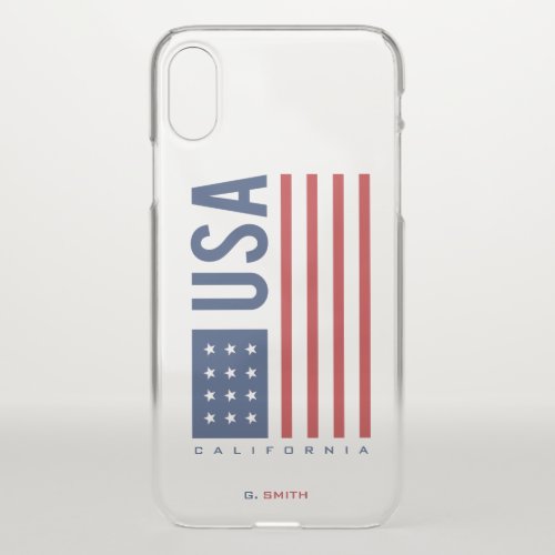 Monogram US American Flag California iPhone X Case