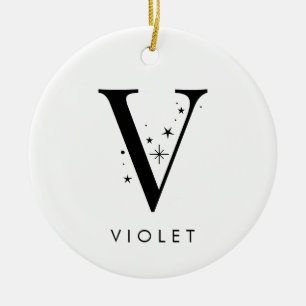Monogram V Celestial Name  Ceramic Ornament