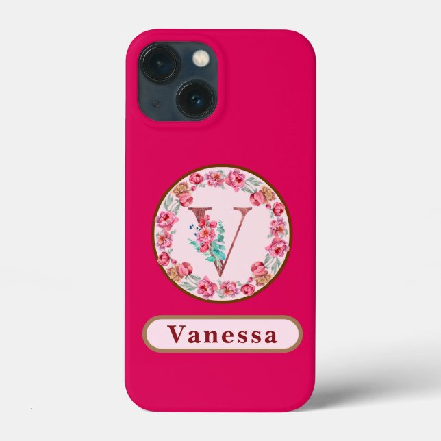 Monogram V Floral Custom Case-Mate iPhone Case (Back)