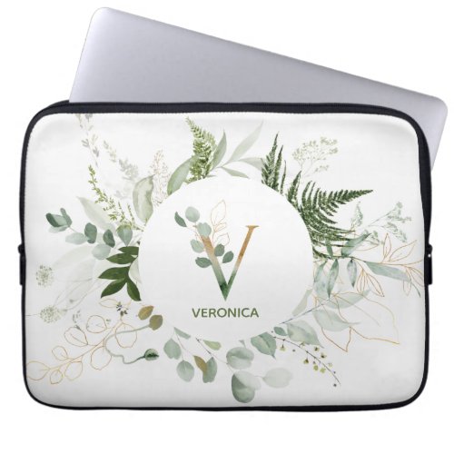 Monogram V Green Wreath Laptop Sleeve