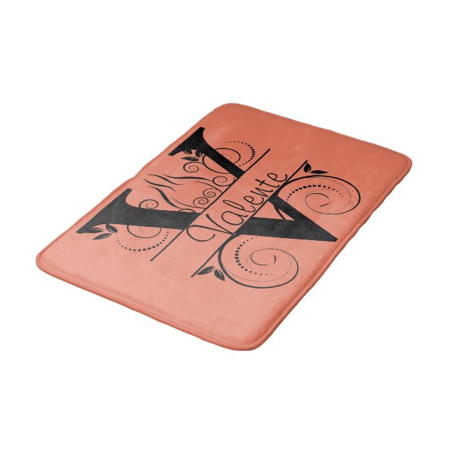 Monogram V Initial Bath, Kitchen Mat Choose Color (Angled)