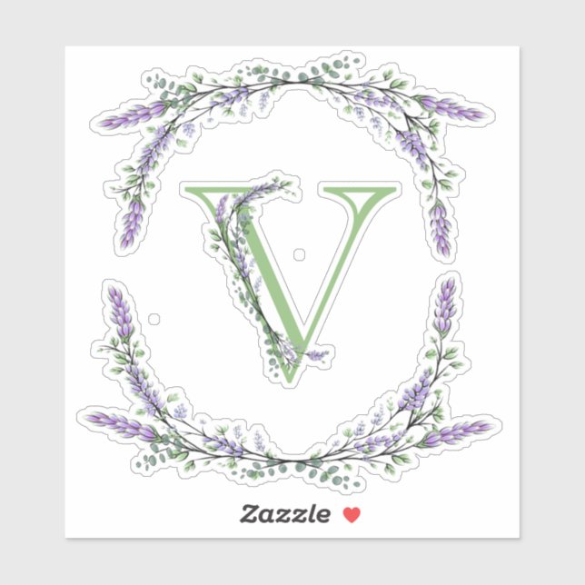 Monogram V Lavender Eucalyptus Sticker (Sheet)