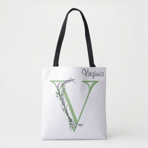 Monogram V Lavender Eucalyptus Tote Bag