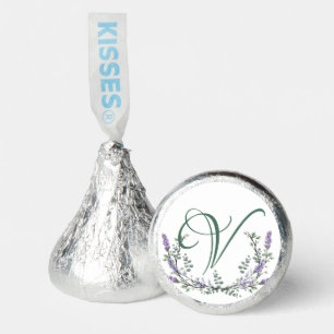 Monogram V Lavender Eucalyptus Watercolor Painting Hershey®'s Kisses®