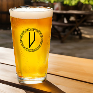 Monogram V -Norse Viking Rune Style Fun Pint Glass