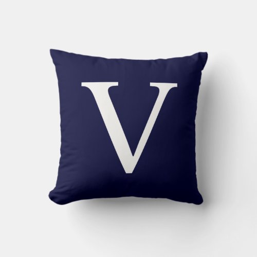 Monogram V On Navy Blue Throw Pillow